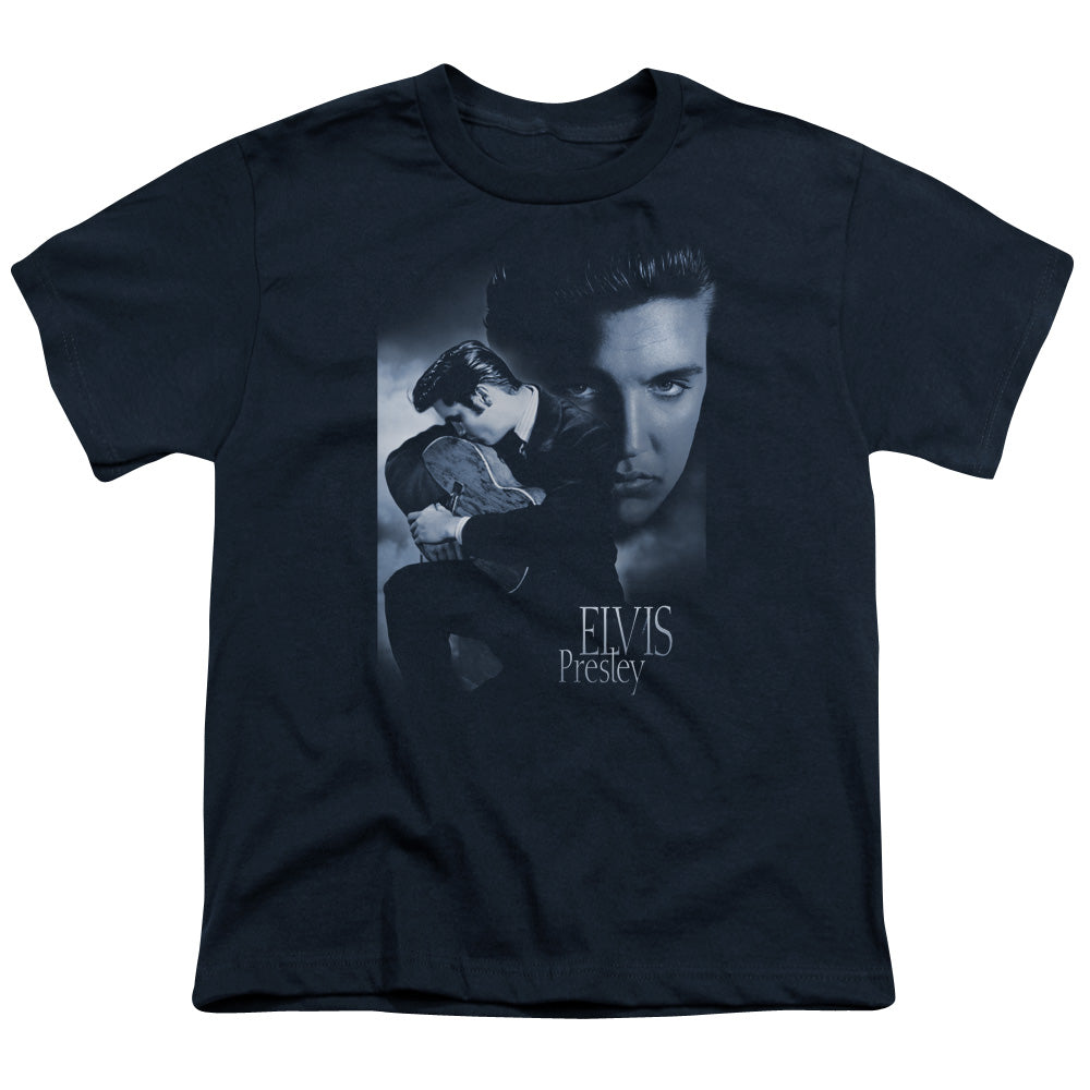Elvis Presley Reverent Kids Youth T Shirt Navy Blue