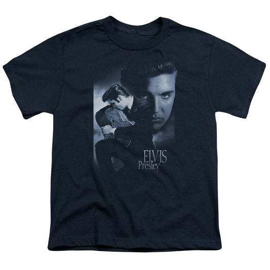 Elvis Presley Reverent Kids Youth T Shirt Navy Blue