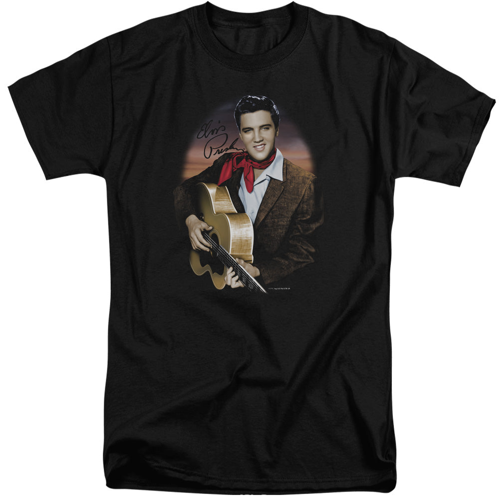 Elvis Presley Red Scarf #2 Mens Tall T Shirt Black