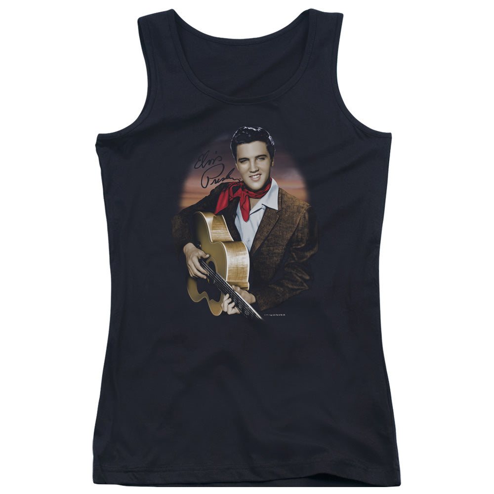 Elvis Presley Red Scarf #2 Womens Tank Top Shirt Black