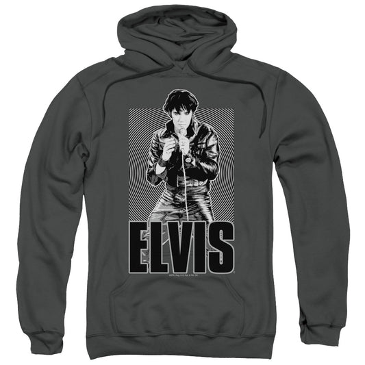 Elvis Presley Leather Mens Hoodie Charcoal