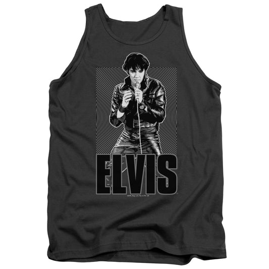 Elvis Presley Leather Mens Tank Top Shirt Charcoal