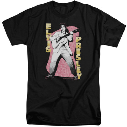 Elvis Presley Pink Rock Mens Tall T Shirt Black