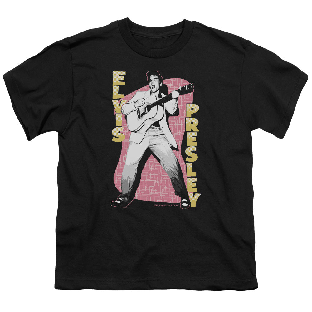 Elvis Presley Pink Rock Kids Youth T Shirt Black