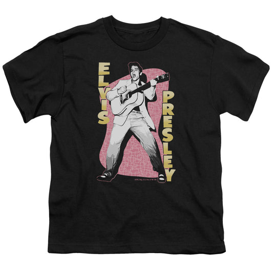 Elvis Presley Pink Rock Kids Youth T Shirt Black