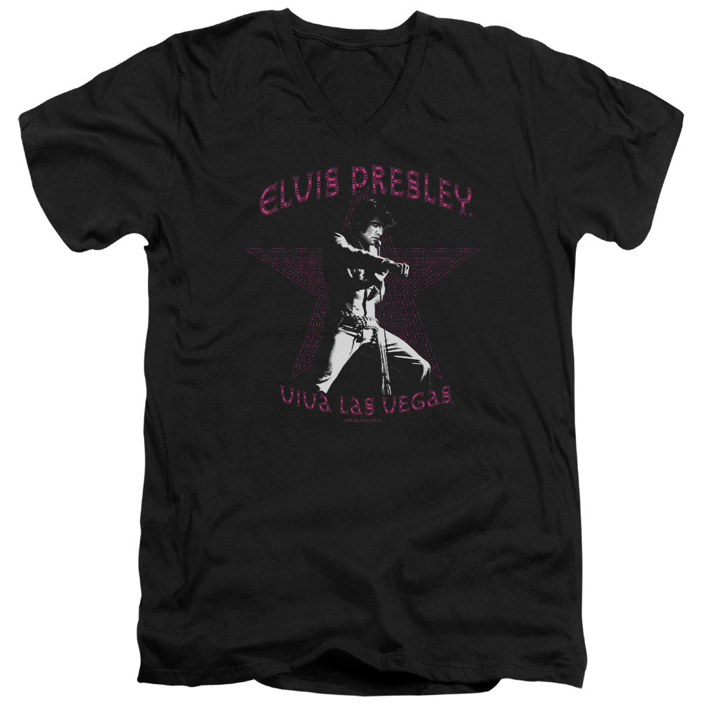 Elvis Presley Viva Las Vegas Star Mens Slim Fit V-Neck T Shirt Black