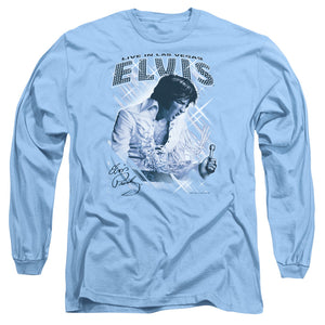 Elvis Presley Blue Vegas Mens Long Sleeve Shirt Carolina Blue
