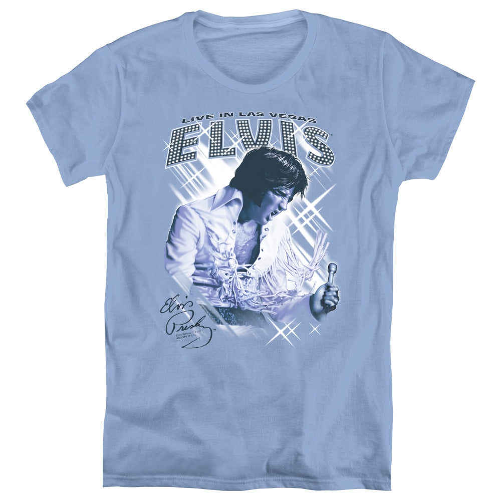 Elvis Presley Blue Vegas Womens T Shirt Carolina Blue