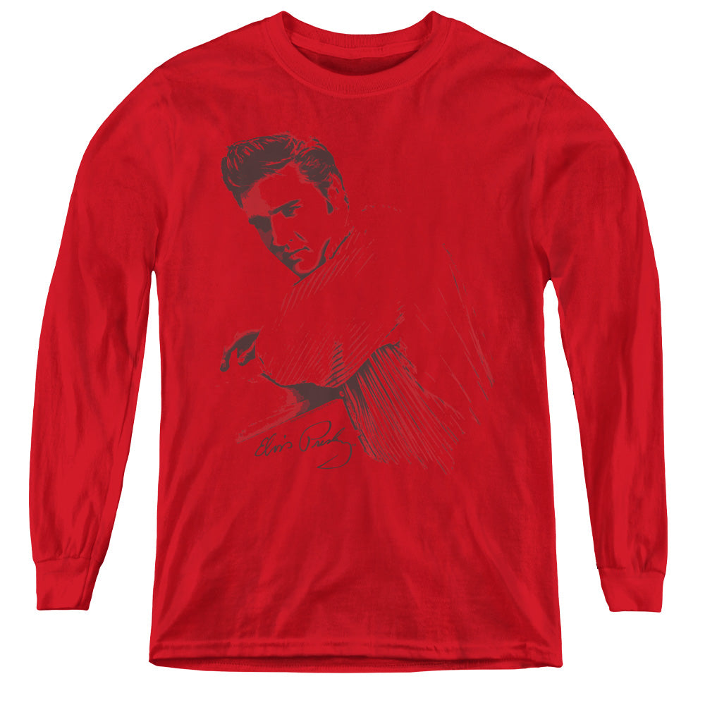 Elvis Presley on the Range Long Sleeve Kids Youth T Shirt Red