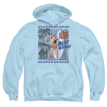 Elvis Presley Blue Hawaii Poster Mens Hoodie Light Blue Officially Licensed