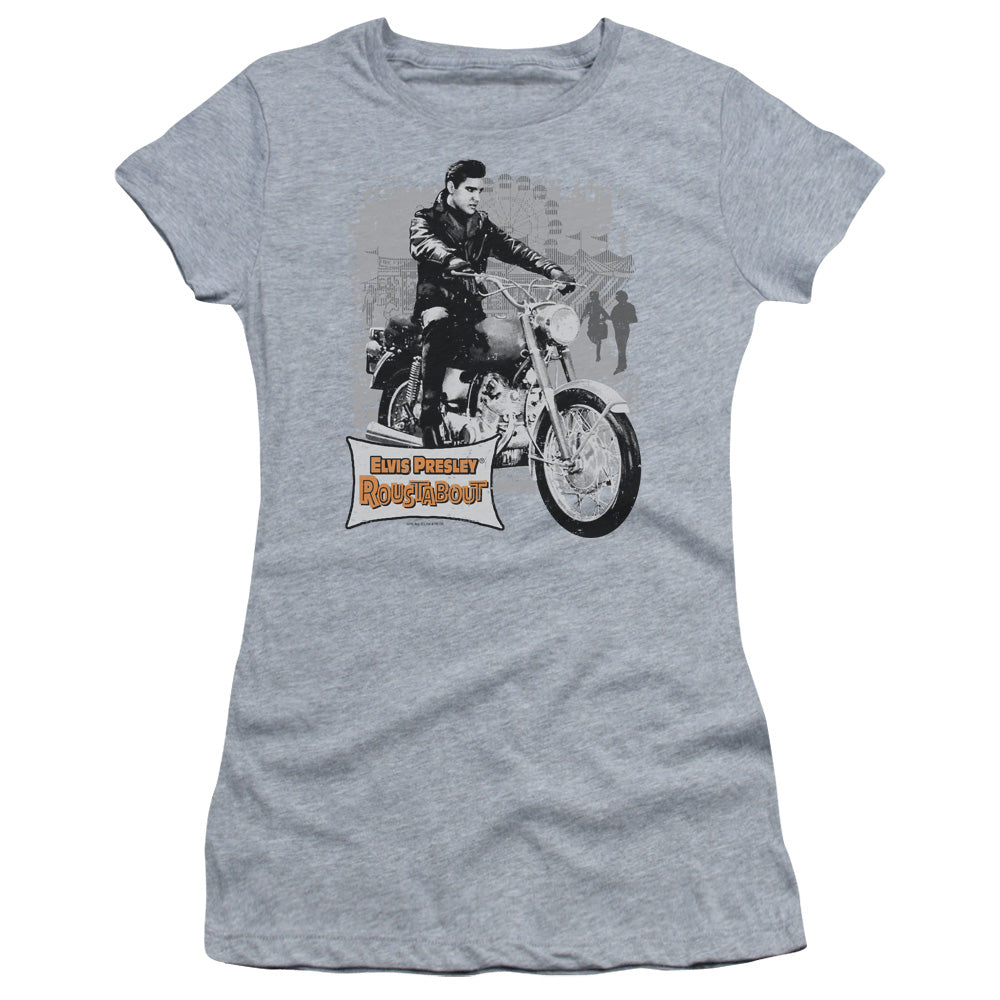 Elvis Presley Roustabout Poster Junior Sheer Cap Sleeve Womens T Shirt Athletic Heather