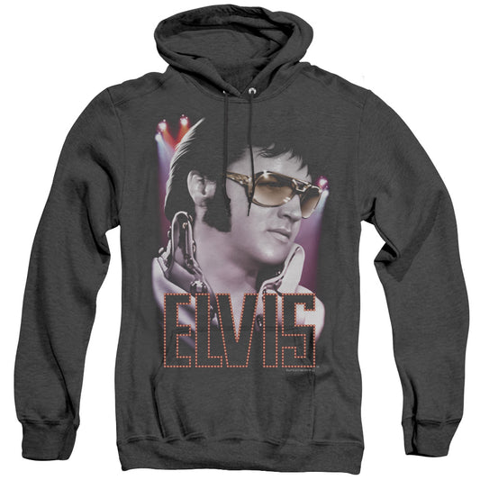 Elvis Presley 70S Star Mens Heather Hoodie Black Officially Licensed