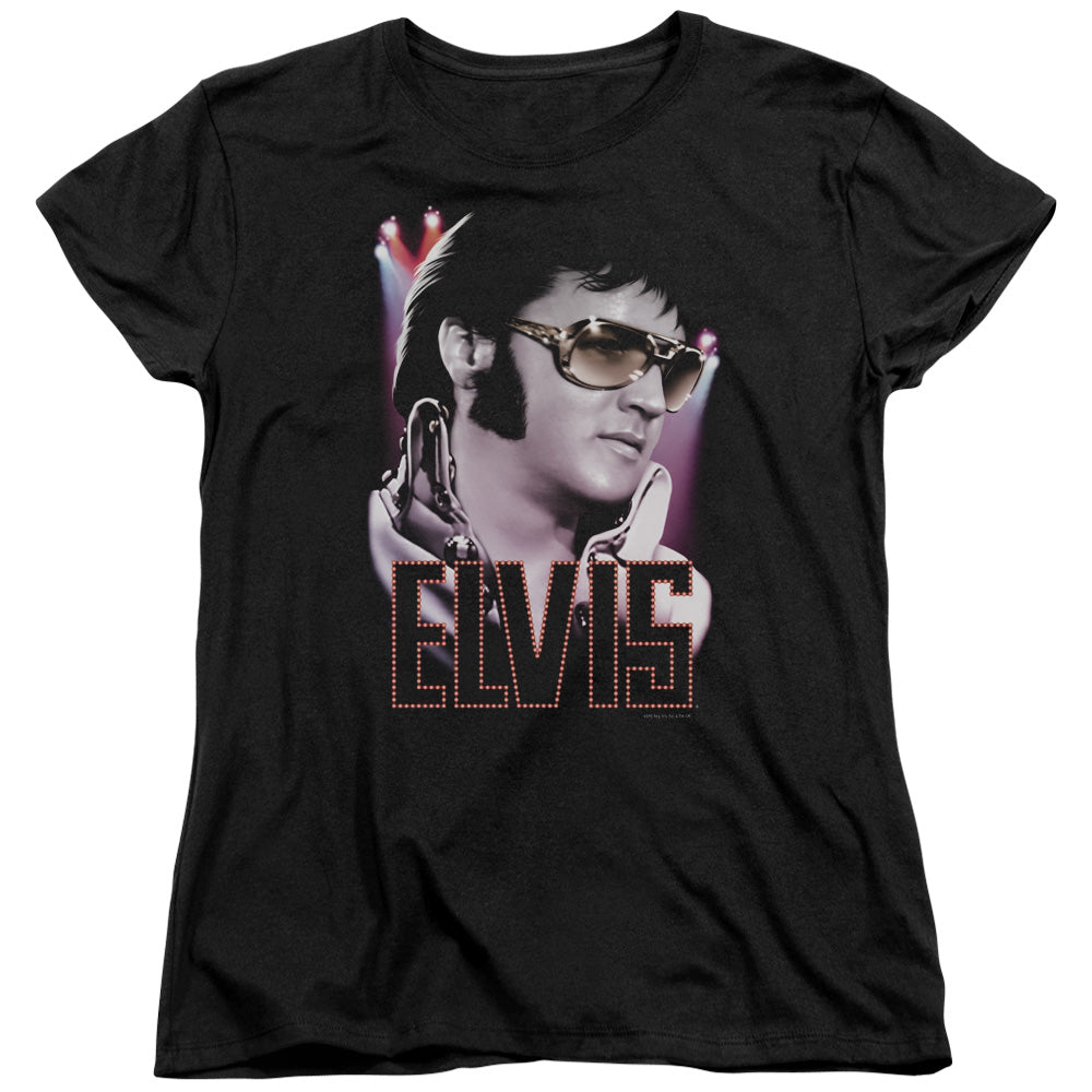 Elvis Presley 70s Star Womens T Shirt Black