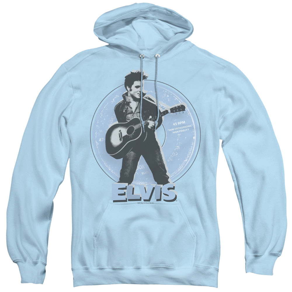Elvis Presley 45 RPM Mens Hoodie Light Blue