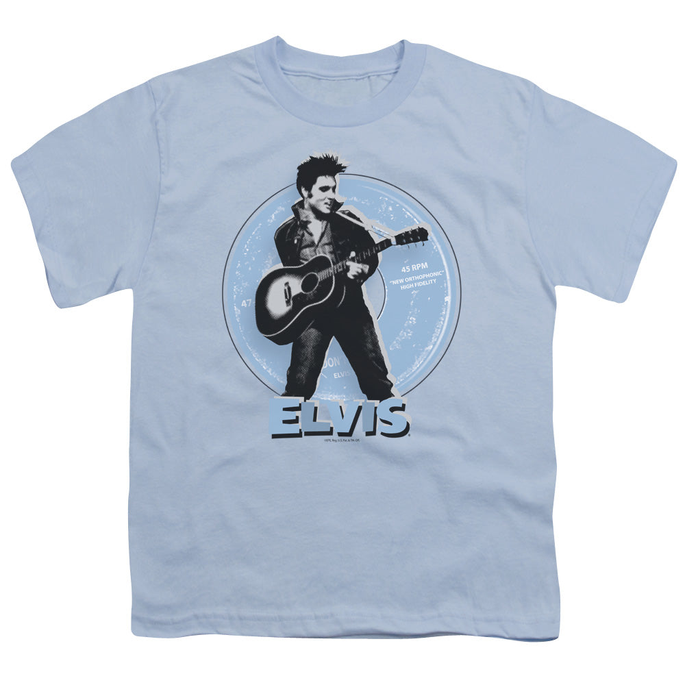 Elvis Presley 45 RPM Kids Youth T Shirt Light Blue
