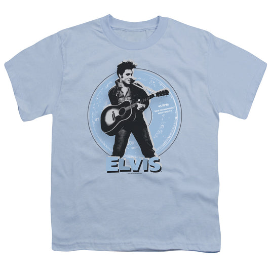 Elvis Presley 45 RPM Kids Youth T Shirt Light Blue