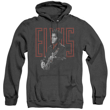 Elvis Presley Red Guitarman Mens Heather Hoodie Black Officially Licensed