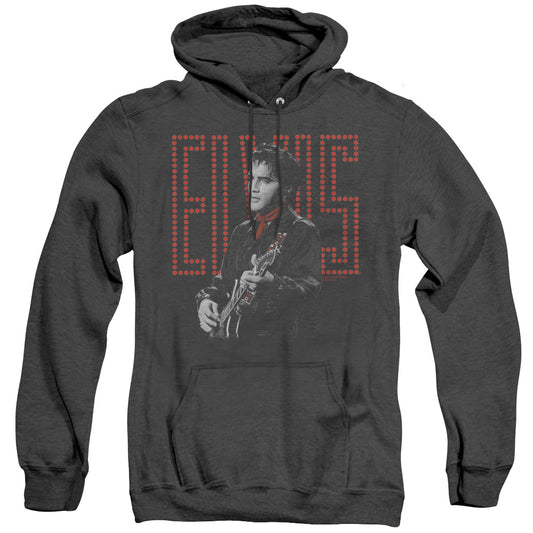 Elvis Presley Red Guitarman Mens Heather Hoodie Black Officially Licensed