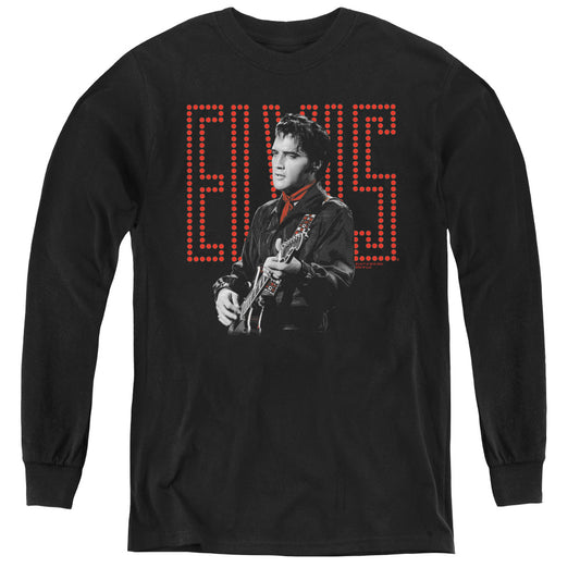Elvis Presley Red Guitarman Long Sleeve Kids Youth T Shirt Black