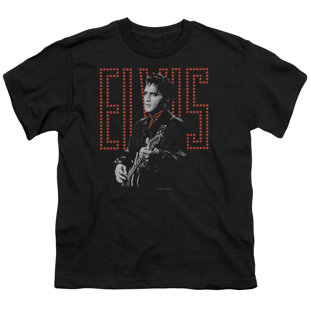 Elvis Presley Red Guitarman Kids Youth T Shirt Black