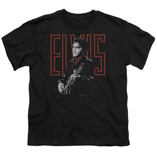 Elvis Presley Red Guitarman Kids Youth T Shirt Black