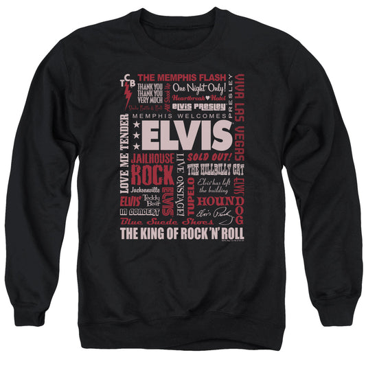 Elvis Presley Whole Lotta Type Mens Crewneck Sweatshirt Black