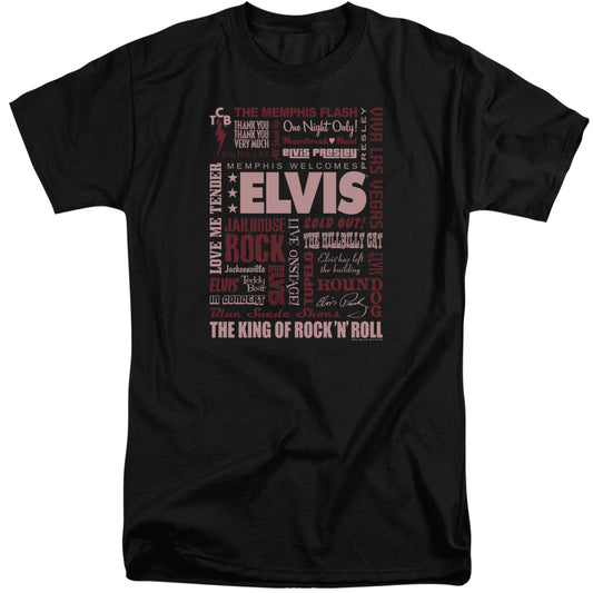Elvis Presley Whole Lotta Type Mens Tall T Shirt Black