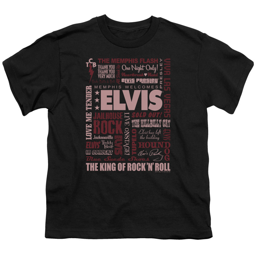 Elvis Presley Whole Lotta Type Kids Youth T Shirt Black