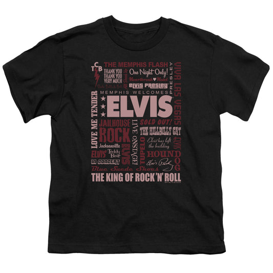 Elvis Presley Whole Lotta Type Kids Youth T Shirt Black