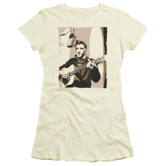 Elvis Presley Sepia Studio Junior Sheer Cap Sleeve Womens T Shirt Cream