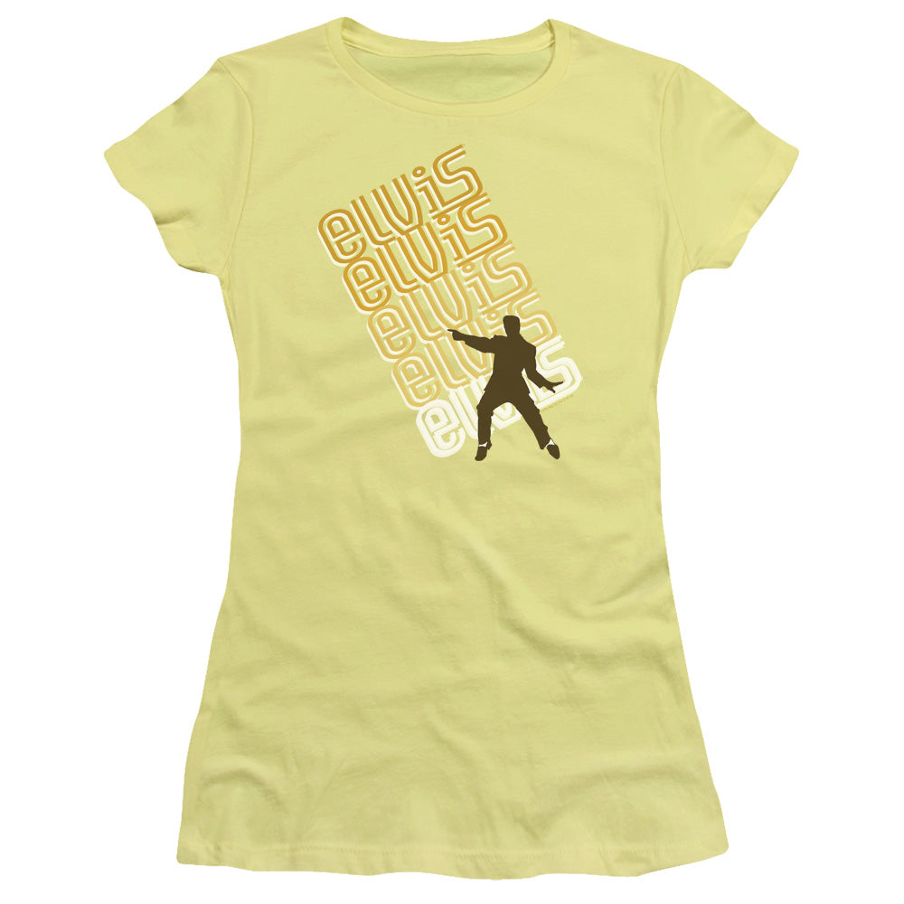 Elvis Presley Pointing Junior Sheer Cap Sleeve Womens T Shirt Yellow