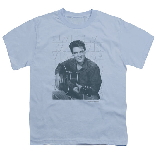 Elvis Presley Repeat Kids Youth T Shirt Light Blue
