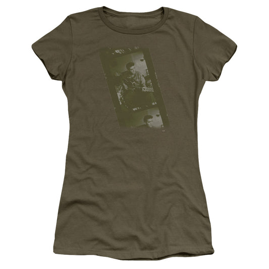 Elvis Presley Army Junior Sheer Cap Sleeve Womens T Shirt Military Green