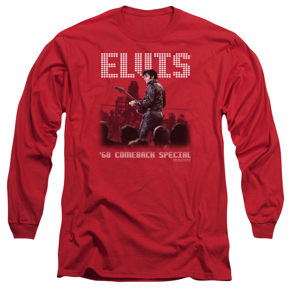 Elvis Presley Return of the King Mens Long Sleeve Shirt Red