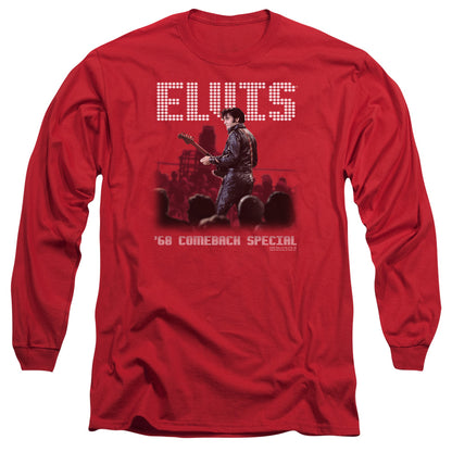 Elvis Presley Return of the King Mens Long Sleeve Shirt Red