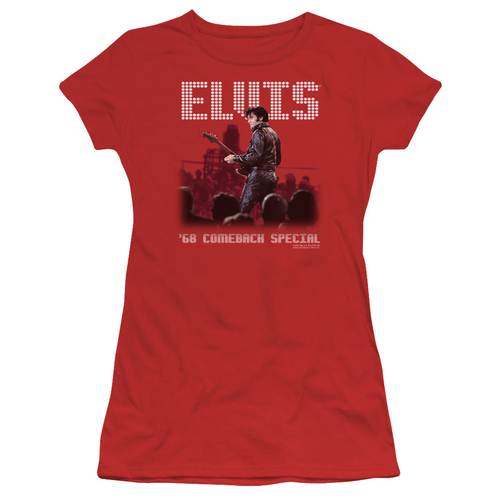 Elvis Presley Return of the King Junior Sheer Cap Sleeve Womens T Shirt Red