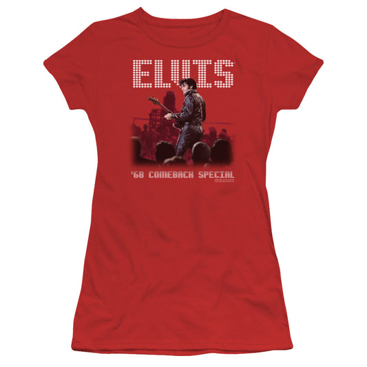 Elvis Presley Return of the King Junior Sheer Cap Sleeve Womens T Shirt Red