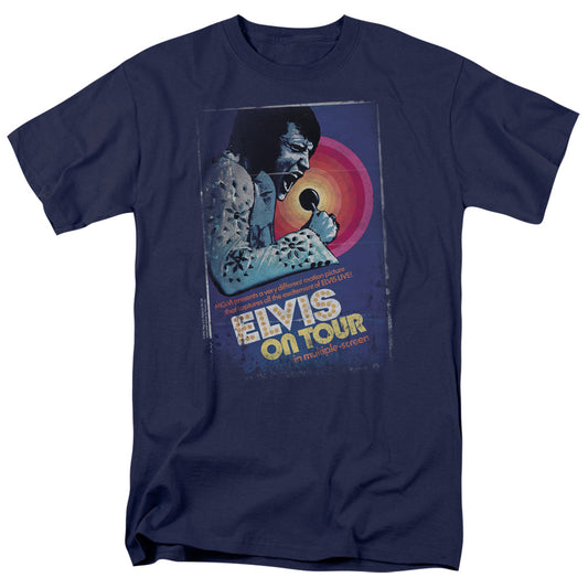 Elvis Presley on Tour Poster Mens T Shirt Navy Blue