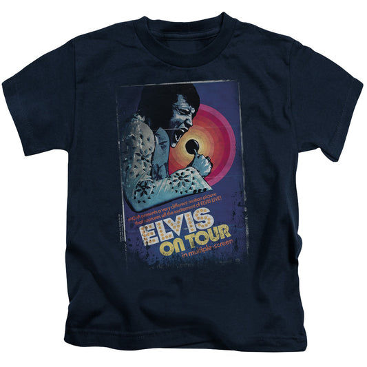 Elvis Presley on Tour Poster Juvenile Kids Youth T Shirt Navy Blue