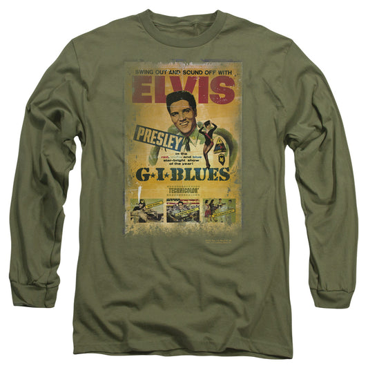 Elvis Presley Gi Blues Poster Mens Long Sleeve Shirt Military Green