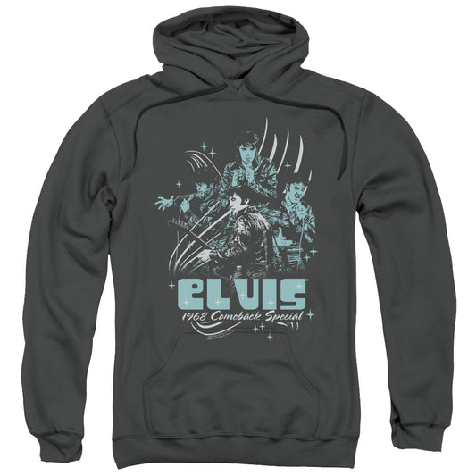Elvis Presley 68 Leather Mens Hoodie Charcoal