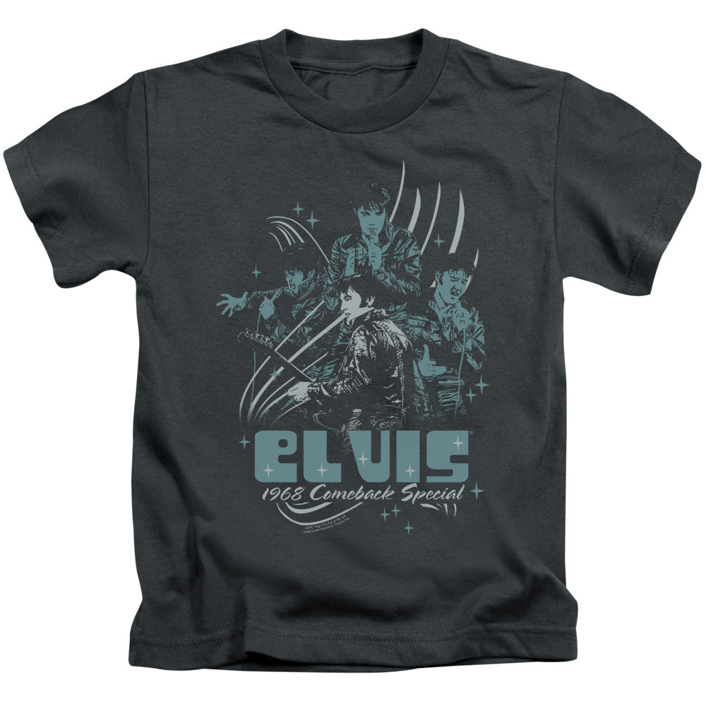 Elvis Presley 68 Leather Juvenile Kids Youth T Shirt Charcoal