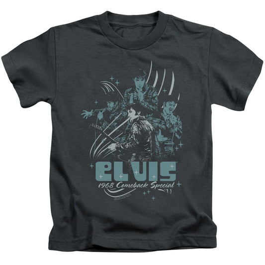 Elvis Presley 68 Leather Juvenile Kids Youth T Shirt Charcoal