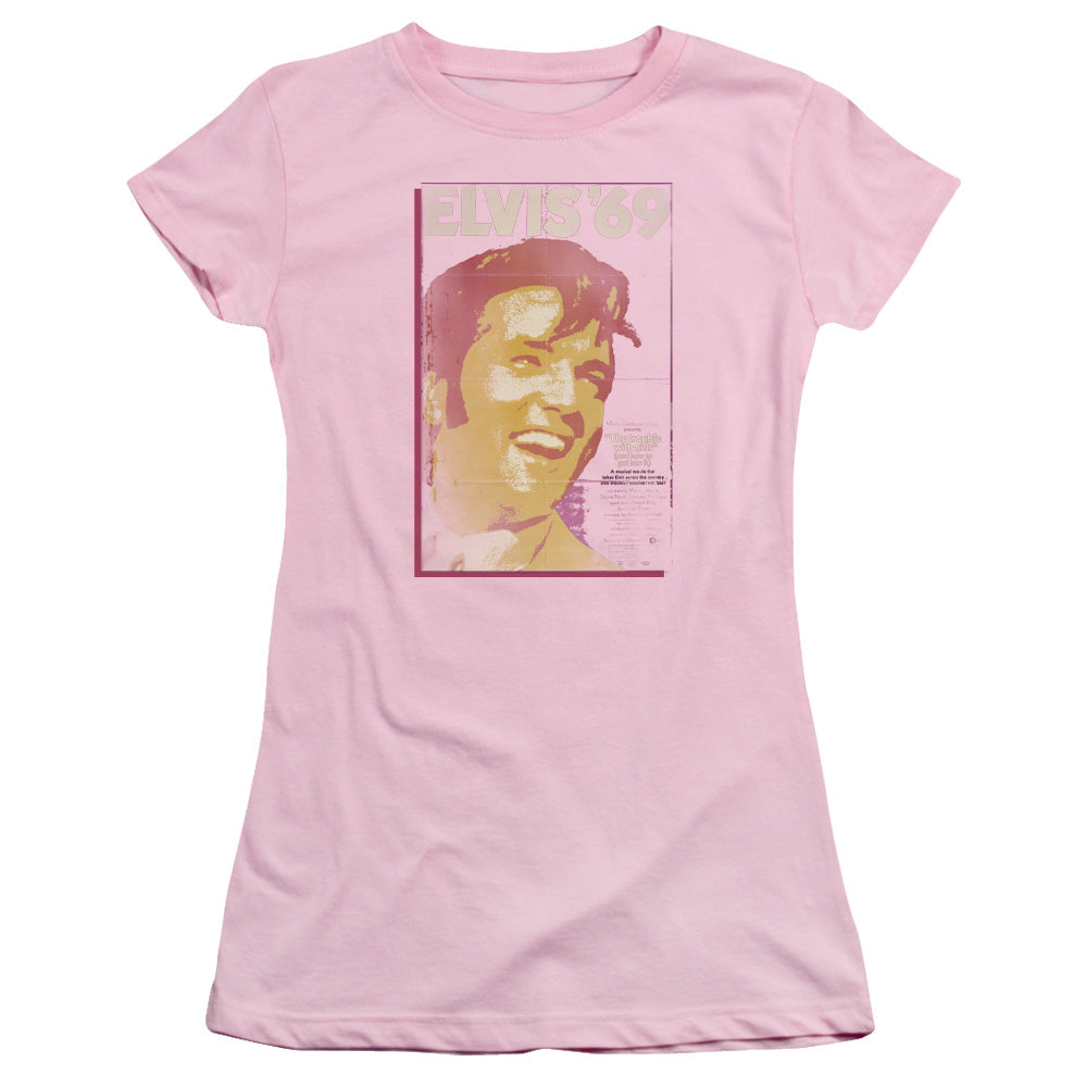 Elvis Presley Trouble With Girls Junior Sheer Cap Sleeve Womens T Shirt Pink