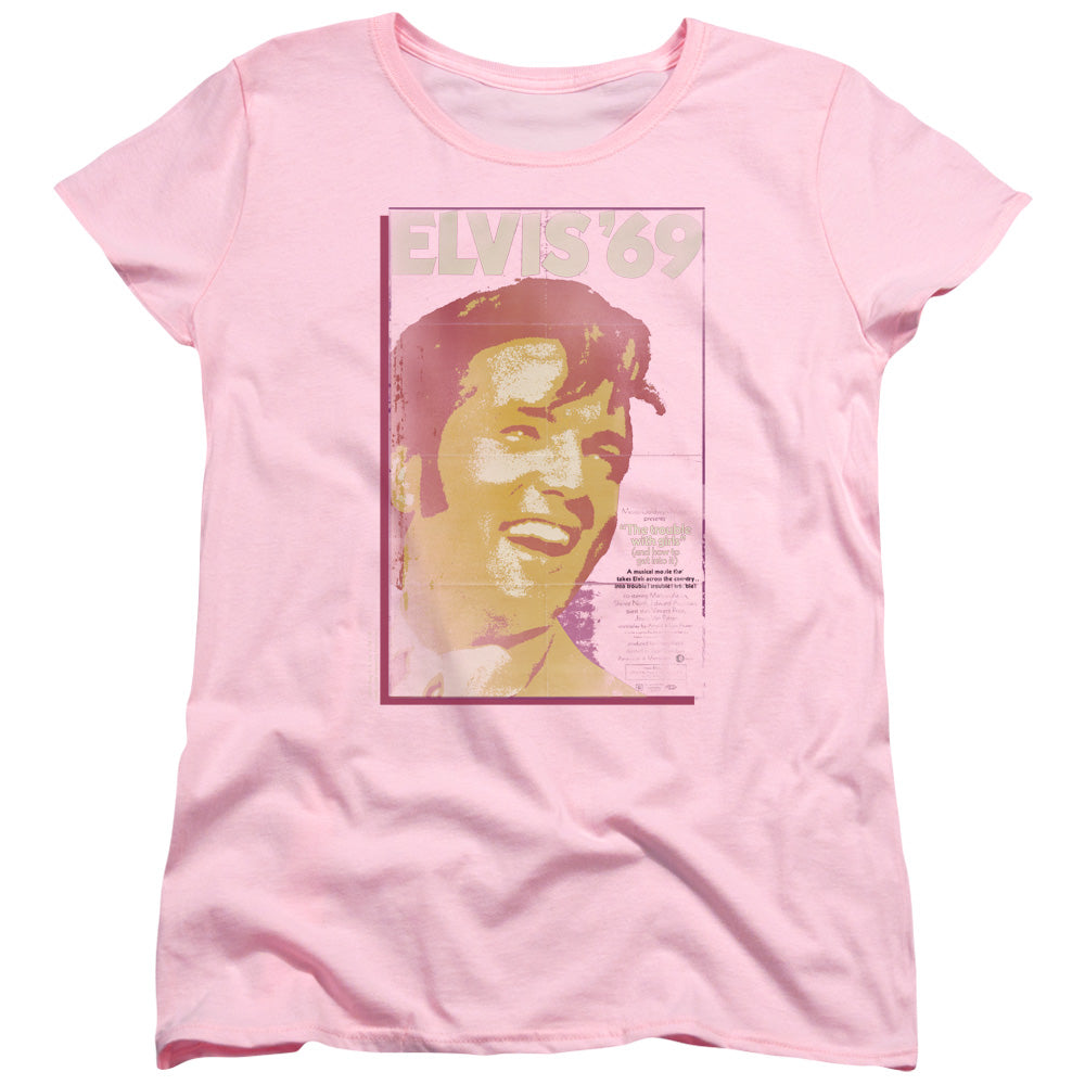 Elvis Presley Trouble With Girls Womens T Shirt Pink