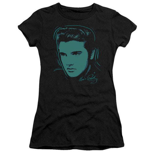 Elvis Presley Young Dots Junior Sheer Cap Sleeve Womens T Shirt Black