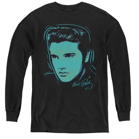 Elvis Presley Young Dots Long Sleeve Kids Youth T Shirt Black