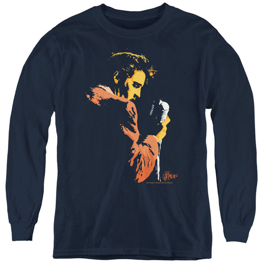 Elvis Presley Early Elvis Long Sleeve Kids Youth T Shirt Navy Blue