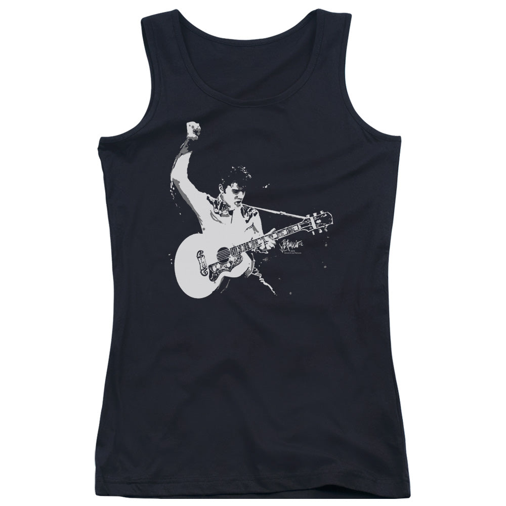 Elvis Presley Black and White Guitarman Womens Tank Top Shirt Black