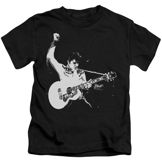 Elvis Presley Black and White Guitarman Juvenile Kids Youth T Shirt Black